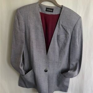 Vintage SUITABLES Women’s Blazer Jacket Gray Houndstooth Chec